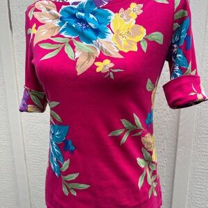 Ralph Lauren Pink Floral Long Sleeve Top